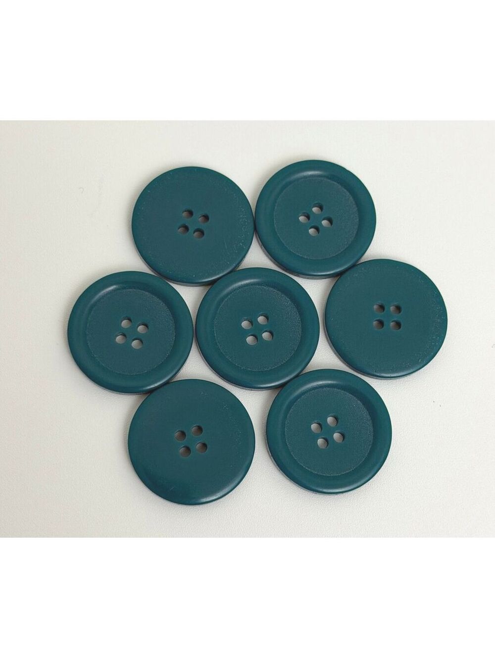 7 Vintage Y2K 50L Teal 4-Hole Round Sewing Buttons 32mm